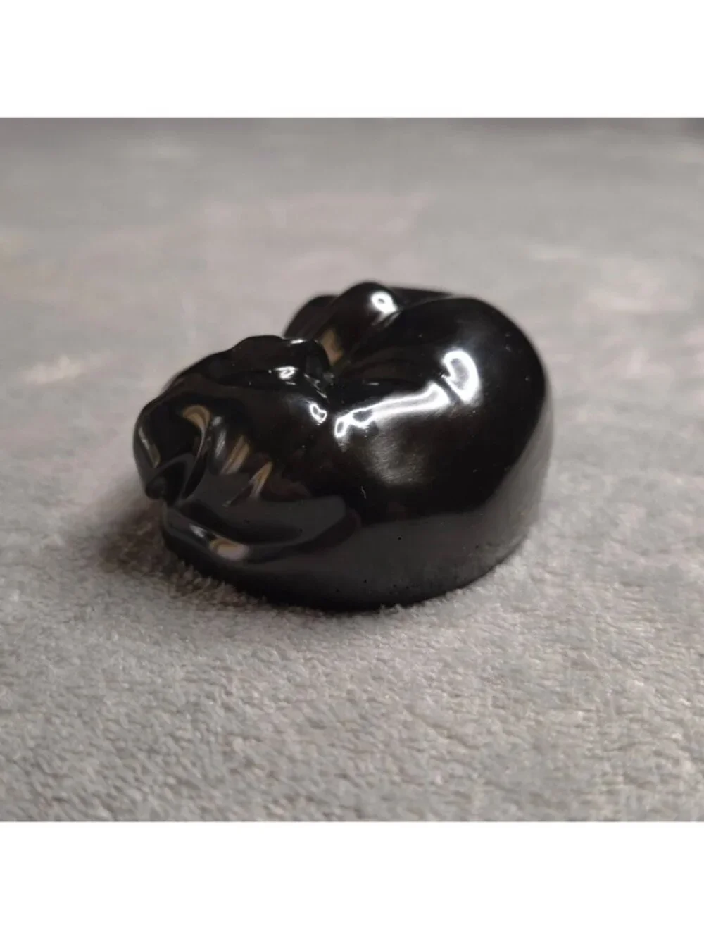 Handmade Resin Sleeping Black Dog Small Figurine 3 in long Gift Dog Lover